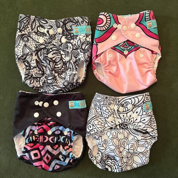 Alva Baby Cloth Diapers Pocket Diapers Set Of 4 - Picture 1 of 11